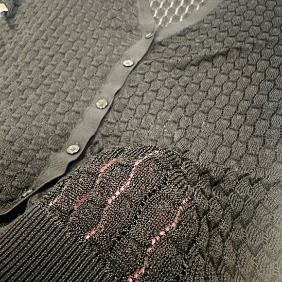 Glossy openwork knit cardigan - Picture 2 of 3